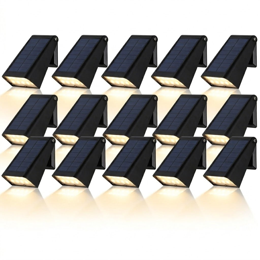 Solar Down Light Wall Sconce Waterproof Black Modern LED Outdoor — Sets of 2 to 10