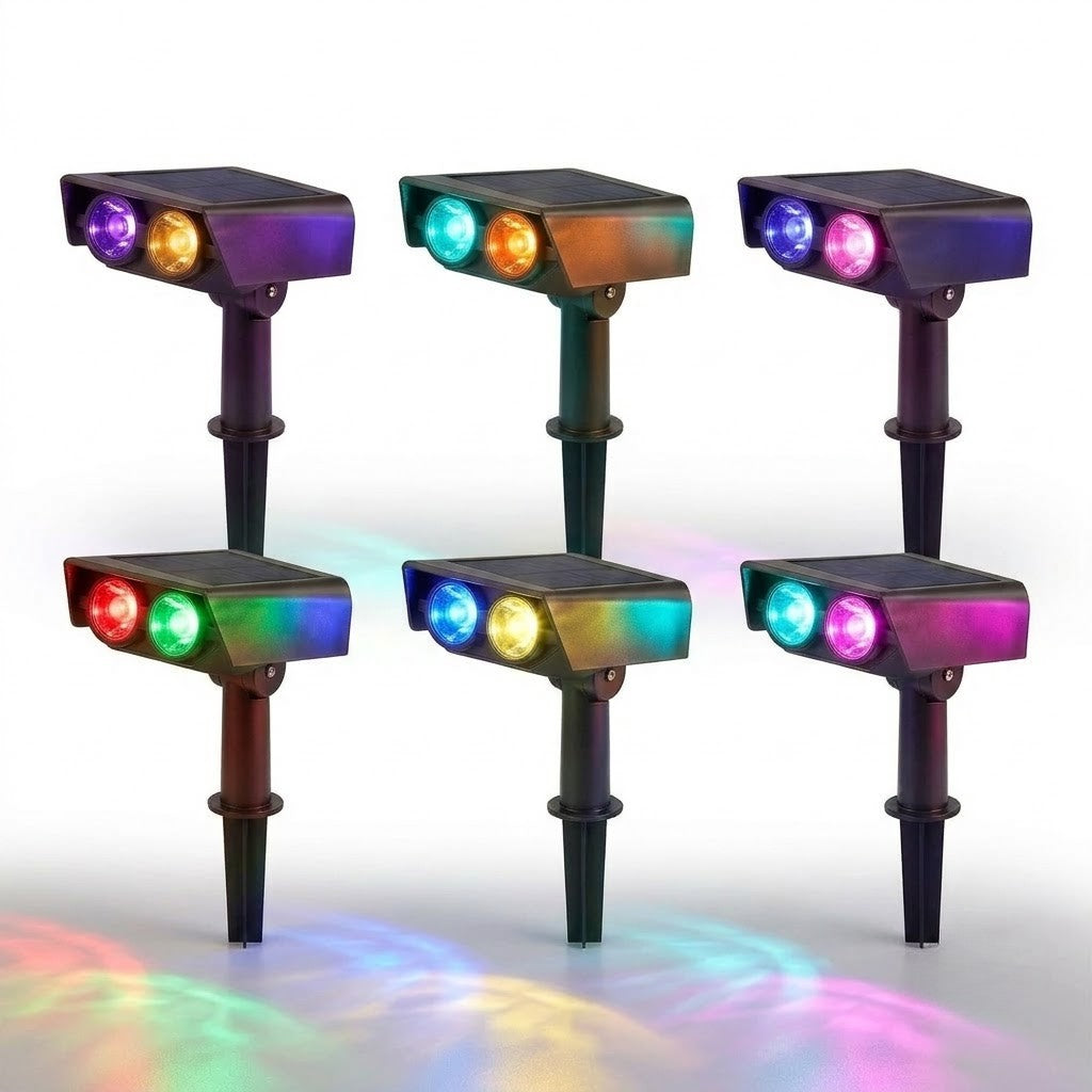 Solar Multi-Zoom Spotlight Waterproof LED Landscape Garden Tree — Warm White & RGB Singles to 4-Pack