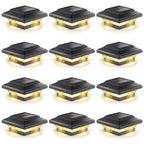 Solar Fence Post Cap Lights Warm Amber LED Waterproof Outdoor 4x4 Inch — 10, 16 & 20-Pack