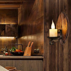 Vintage Epoch Leaf-Shaped Wood & Metal Wall Lamp