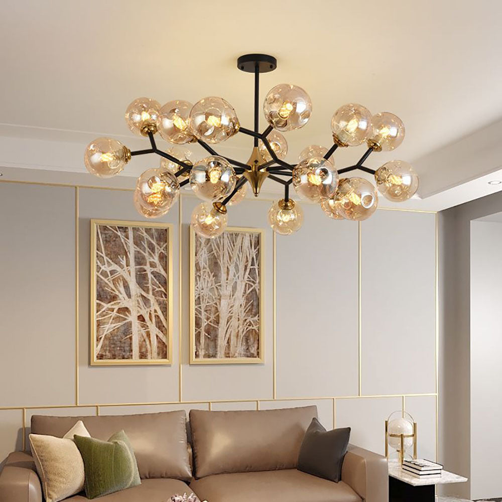 Valentina Art Deco Glass Bubble Chandelier, Amber