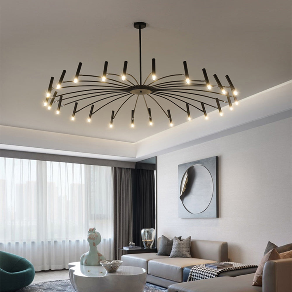 Arisha Modern Blown Linear Metal Multi-heads Chandelier