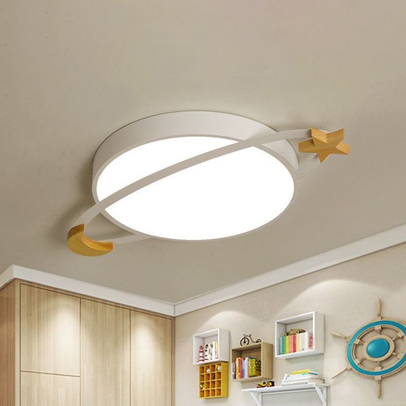 Arisha Modern Round Flush Mount Ceiling Light, Grey/White/Green
