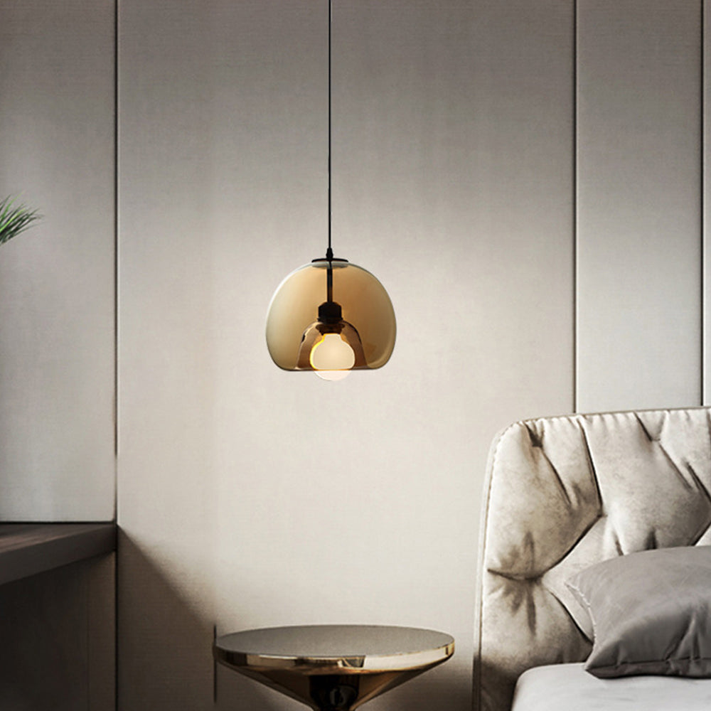 June Globe Glass Pendant Light, Amber/Smoky Grey