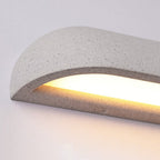 Ray Modern Minimalist Semi-Elliptical Metal and Stone Outdoor Wall Lamp, Black and White