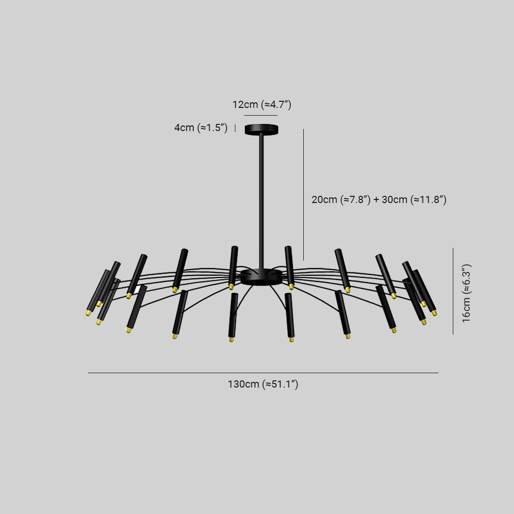 Arisha Modern Blown Linear Metal Multi-heads Chandelier