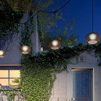 Ray Modern Lantern Pendant Light, Metal/, Beige/Coffee