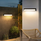 Ray Minimalist Black Solar-Powered Linear Outdoor Wall Lamp