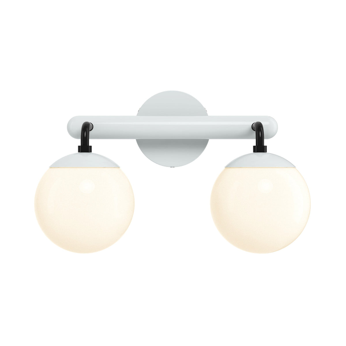 2-Light Globe Vanity Wall Sconce Frosted Opal Glass Bathroom Bedroom
