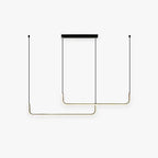 Clen Modern Linear Pendant Light Double Frame, Black/Gold