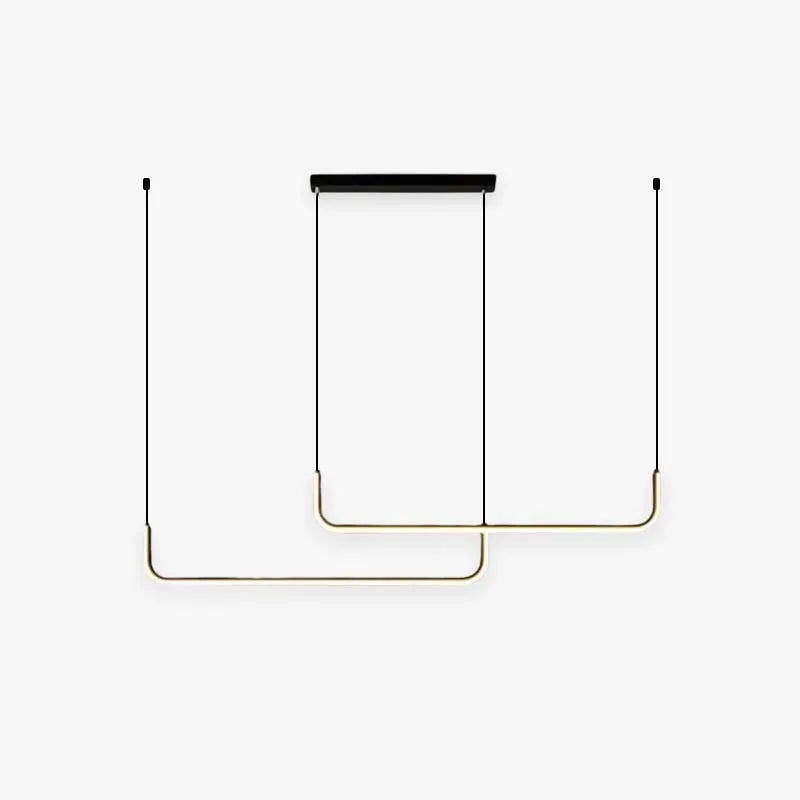 Clen Modern Linear Pendant Light Double Frame, Black/Gold