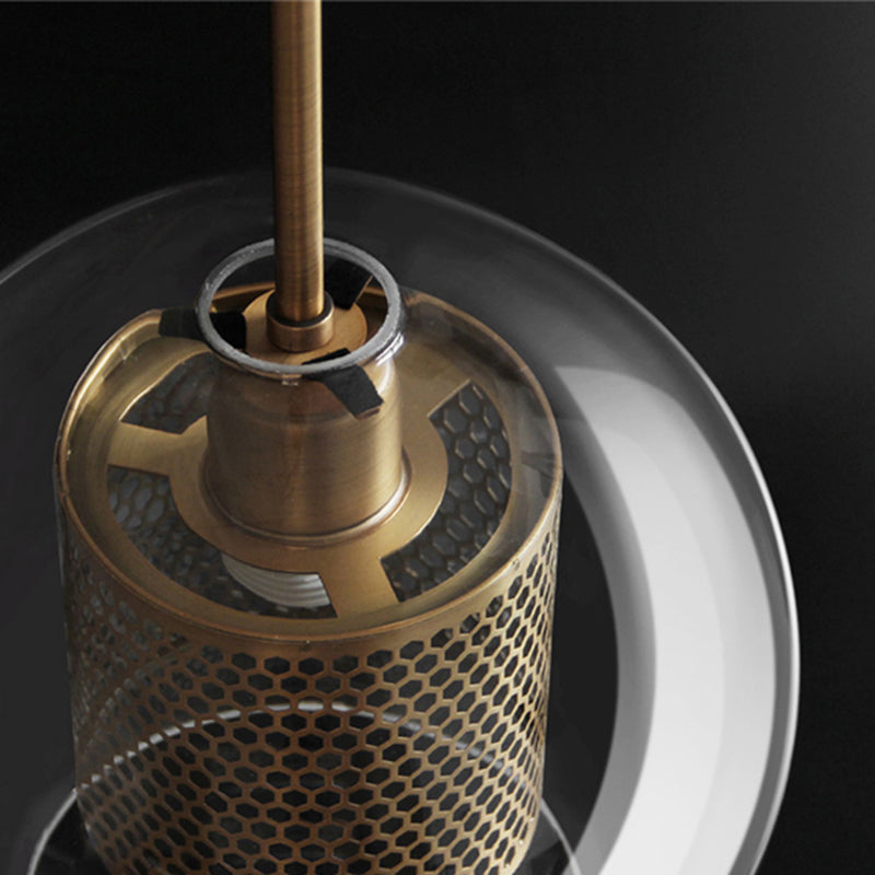 Hessa Contemporary Golden Pendant Light, Glass, Globe/Cylindric