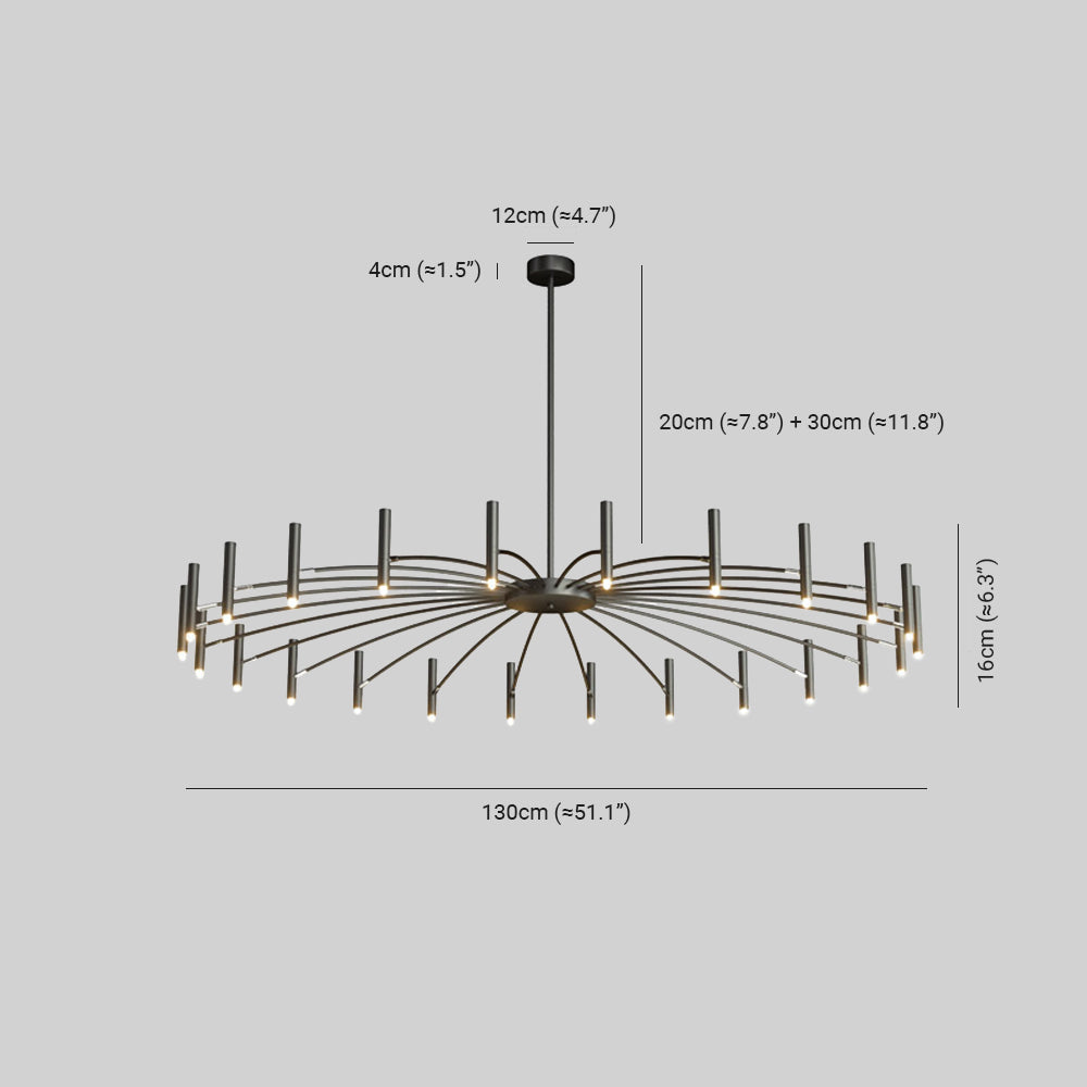 Arisha Modern Blown Linear Metal Multi-heads Chandelier