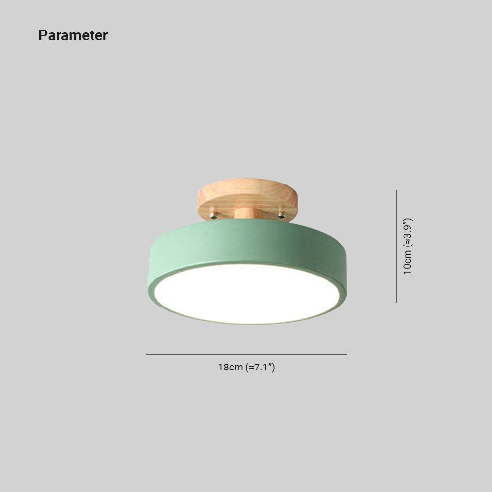 Orya Round LED Flush Mount Ceiling Light Modern Wood Colorful