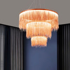 Arisha Tassel Chain Art Deco Pendant Light Silver/Gold Living Room/Hall