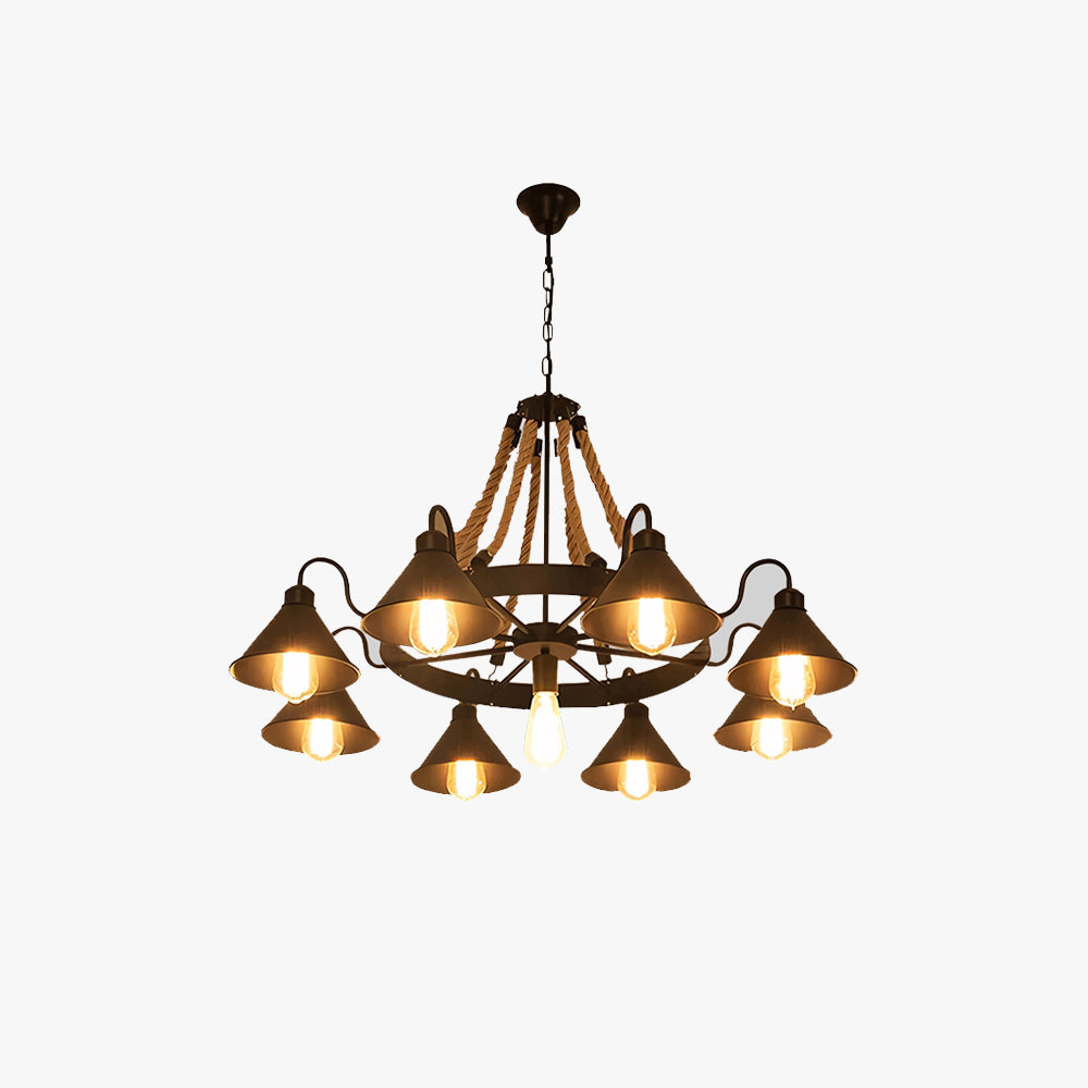 Epoch Vintage Industrial Rope Chandelier  Living Room