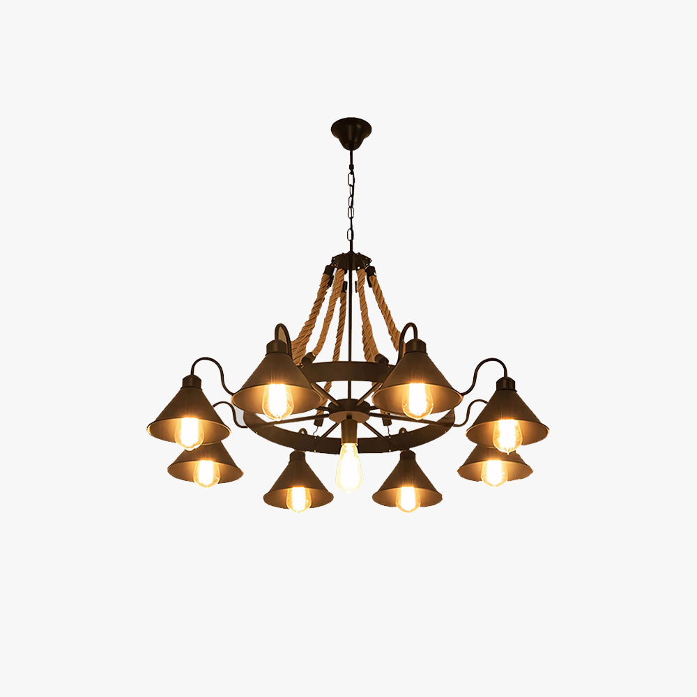 Epoch Vintage Industrial Rope Chandelier  Living Room