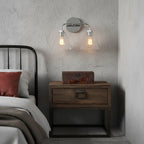 Industrial Metal Tapered LED Wall Sconce Bedroom Living Room Bar — Brass Black Chrome 1 to 2 Head
