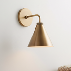 Industrial metal tapered LED wall sconce brass black chrome bedroom living room bar — 1 to 2 heads