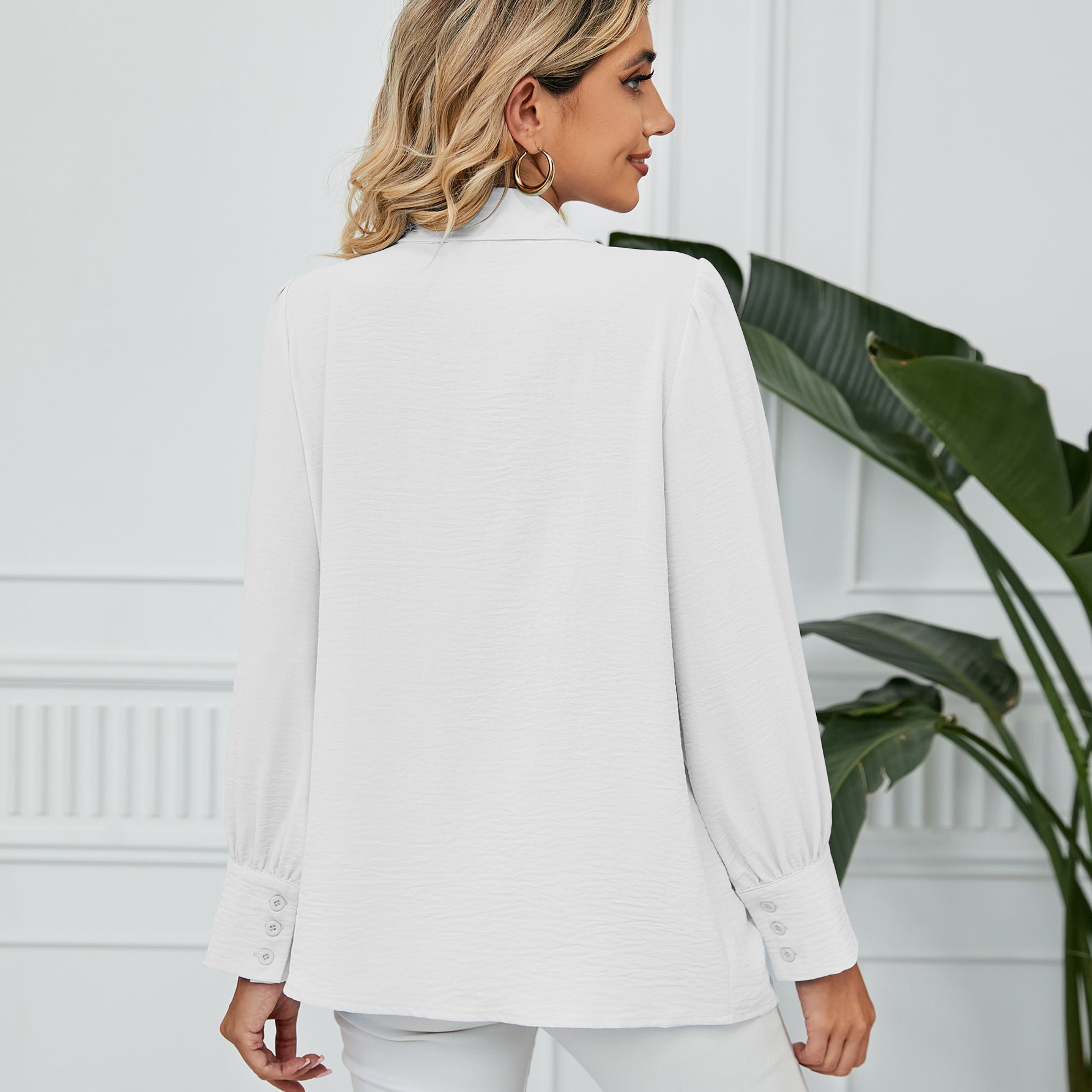 Amazirhub | Women’s Long Sleeve Button-Up Blouse Shirt – Elegant Relaxed Fit Top