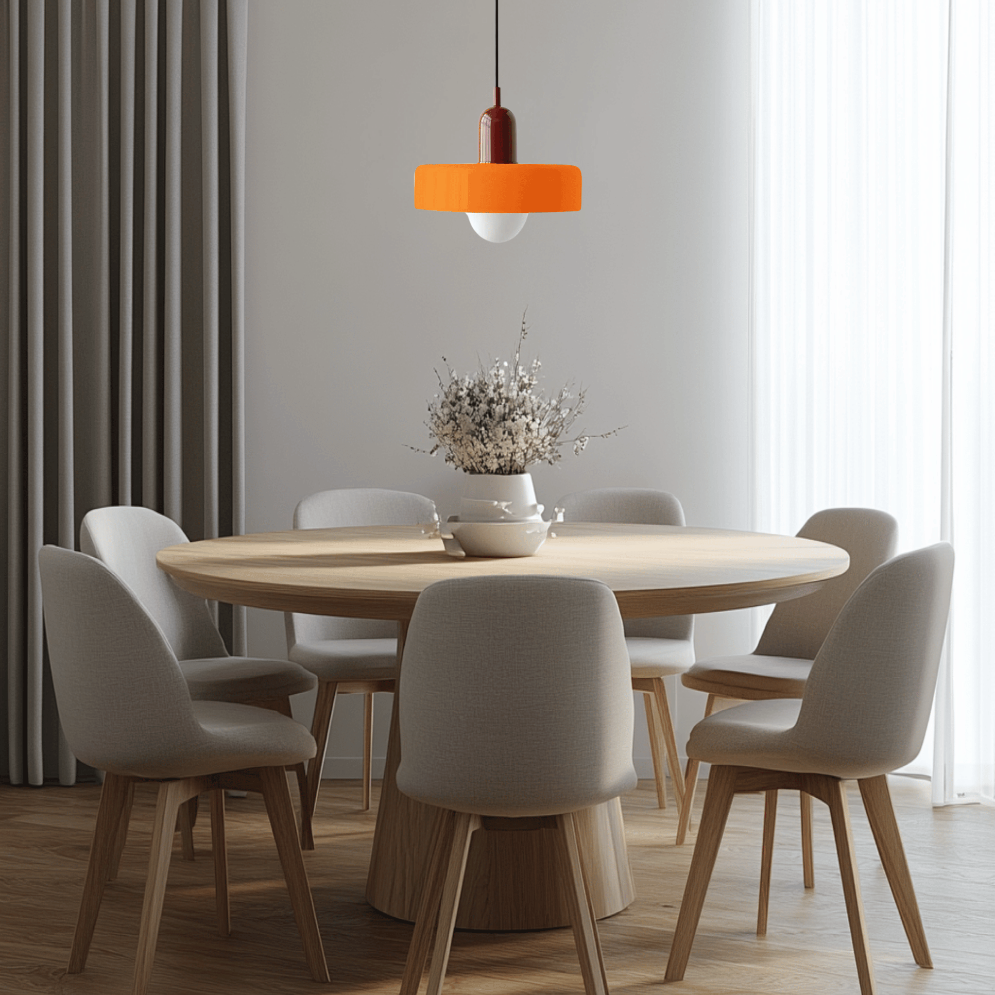 Nordic Bauhaus Retro Glass Pendant Light Adjustable Bedroom Living Room Bar — Multi Colors