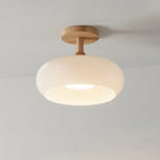 Valentina Flush Mount Ceiling Light Cup Minimalist Wood/Glass White/Orange