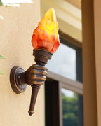 Torch Outdoor Wall Light Retro Flame Style LED Waterproof Porch Garden Entrance — Black Bronze