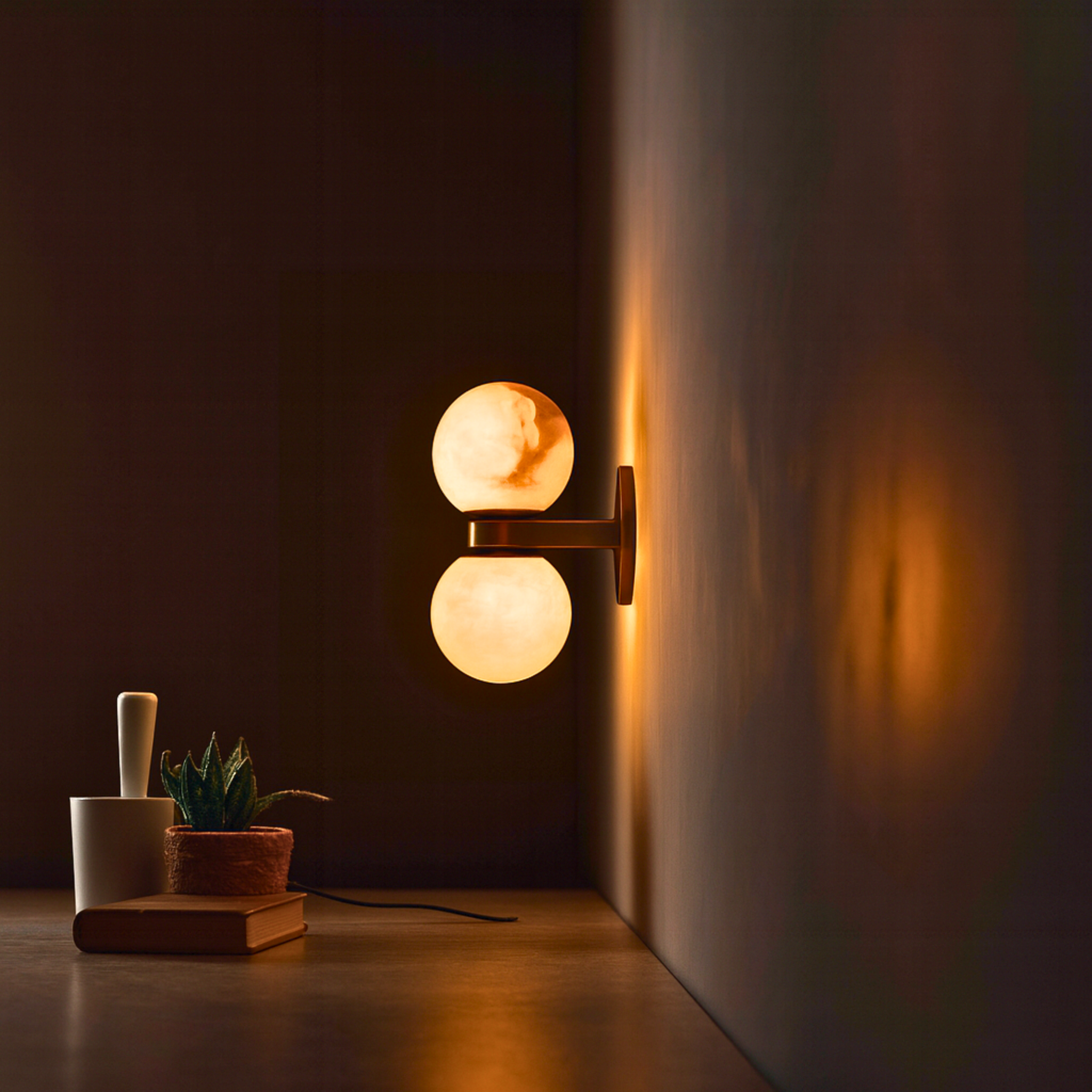 Marble Wall Lamp Nordic Dual Globe Modern Bedroom Living Room