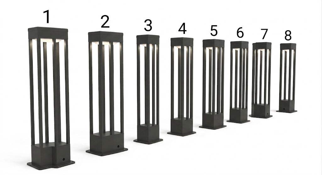 Modern Black Aluminum Solar Pathway Bollard Light IP65 Outdoor Garden Driveway — Singles to 8-Pack