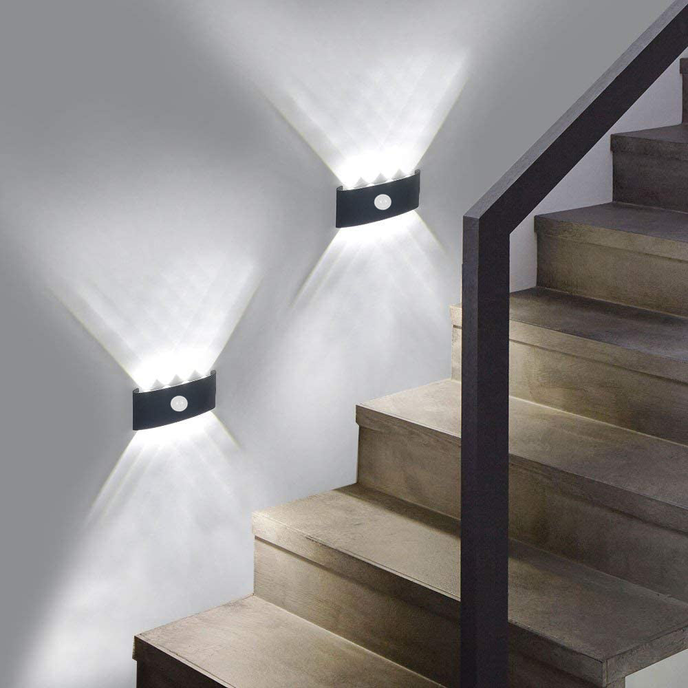 Ray Modern Minimalist Metal LED Wall Lamp with Up and Down Lighting, Black/White