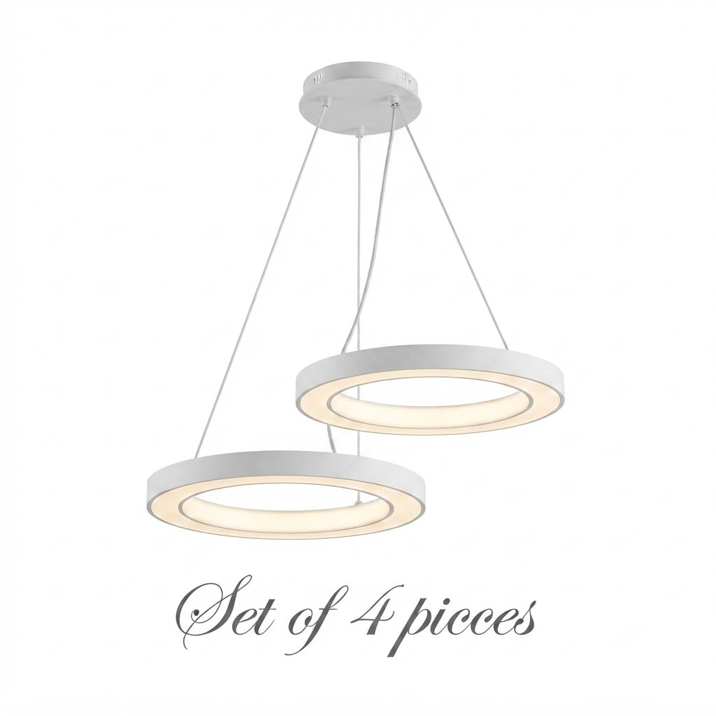 LED Ring Pendant Ceiling Light Circular Metal Acrylic Dimmable Office Living Room — 15 to 47 Inch Sets