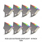 Outdoor RGB LED Spot Light 30W Waterproof Hardwired Landscape Tree Lighting — Singles to 8-Pack
