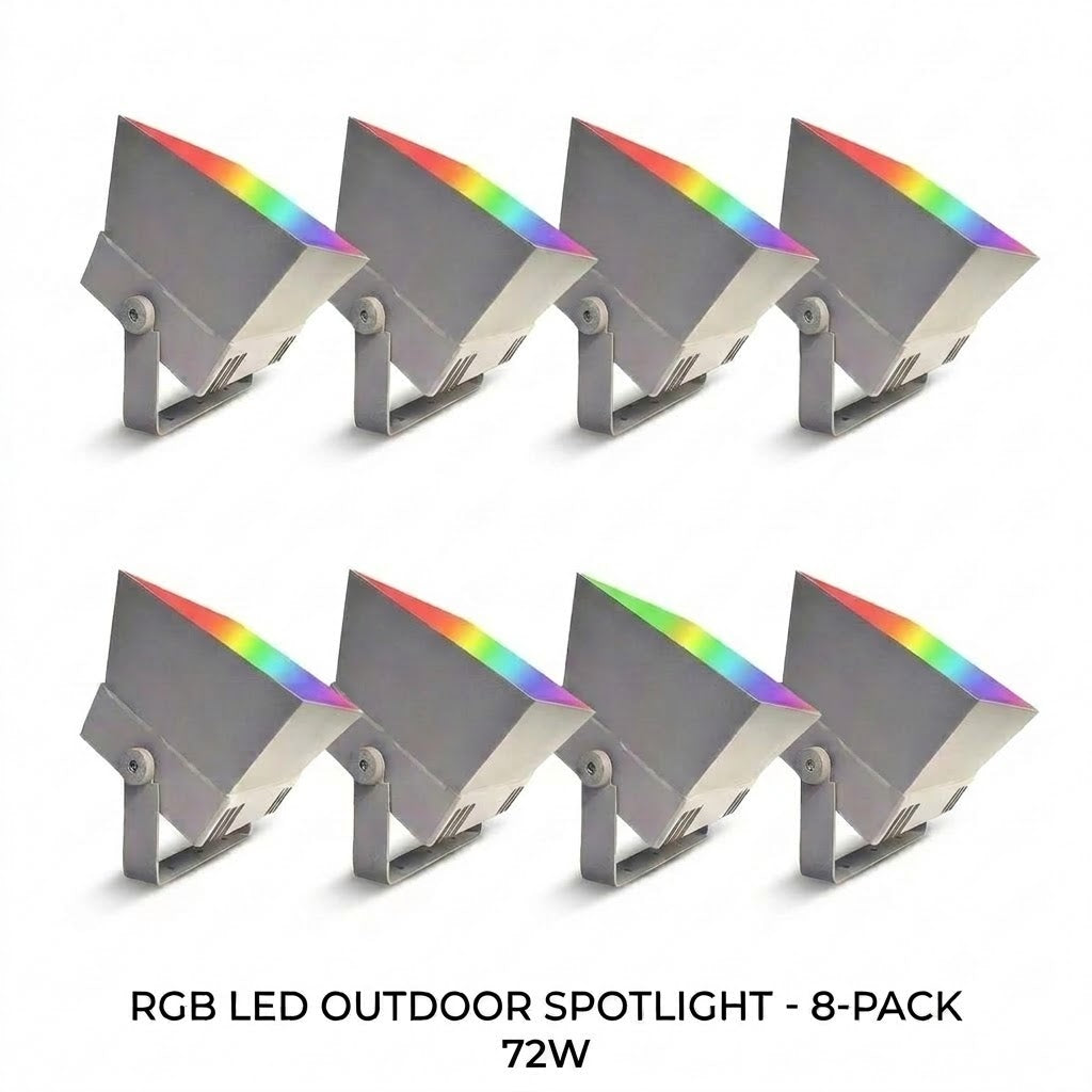 Outdoor RGB LED Spot Light 30W Waterproof Hardwired Landscape Tree Lighting — Singles to 8-Pack