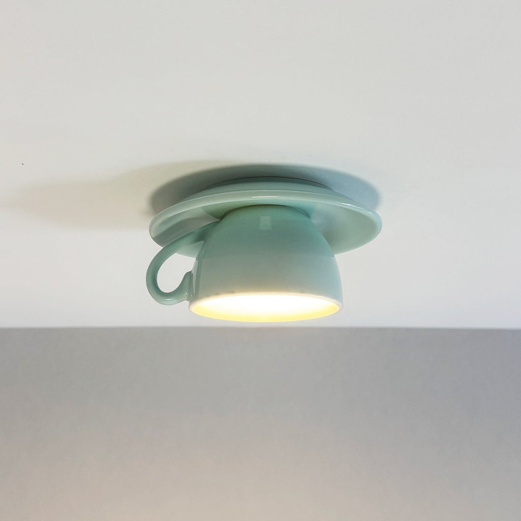 Aria Modern Coffee Cups Ceramic Flush Ceiling Lighting