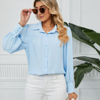 Amazirhub | Women’s Long Sleeve Button-Up Blouse Shirt – Elegant Relaxed Fit Top