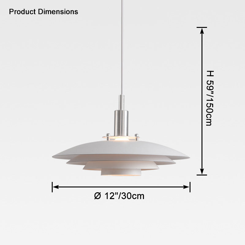 White Danish Designer Pendant Light Minimalist Sculptural LED Dining Room Living Room — 2 Sizes