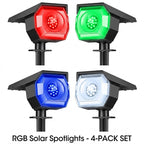Solar Landscape Spotlights Adjustable IP67 Outdoor Garden — Warm White & RGB 2, 4 & 6-Pack