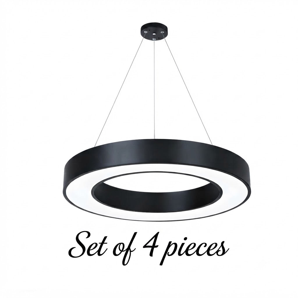 LED Ring Pendant Ceiling Light Circular Metal Acrylic Dimmable Office Living Room — 15 to 47 Inch Sets