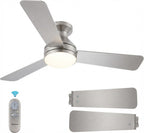 Flush Mount Ceiling Fan with LED Light 3CCT Dimmable Remote Indoor Outdoor Noiseless — 30 to 52 Inch