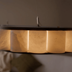 AurumLume Oval Marble LED Pendant Light Luxury Dimmable Dining Room Kitchen Island — 31 to 47 Inch