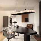 AurumLume Oval Marble LED Pendant Light Luxury Dimmable Dining Room Kitchen Island — 31 to 47 Inch