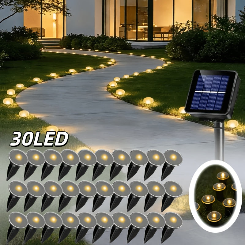 Six color options of the solar stake lights displayed together