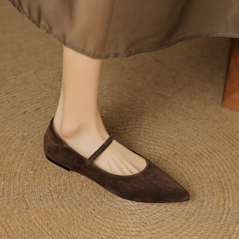 Women’s Retro Mary Jane Flats – Vegan Suede Low Heel Comfort Shoes