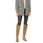 Women's Chunky Heel Western Cowboy Boots - Suede Leather Pointed Toe