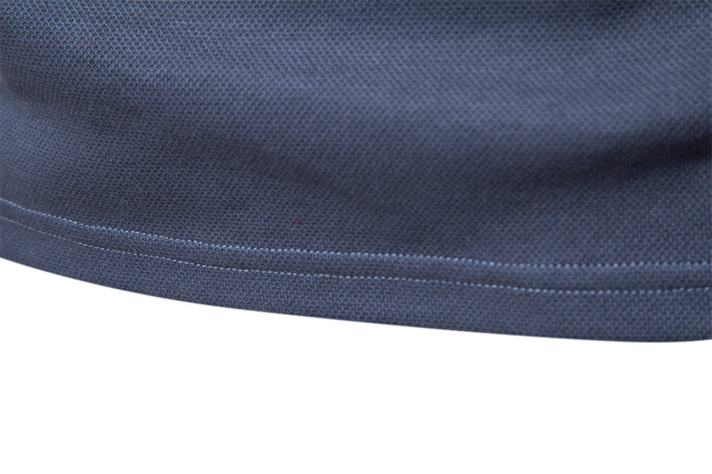 Men's Long Sleeve Polo Shirt - Solid Color Lapel Collar Top