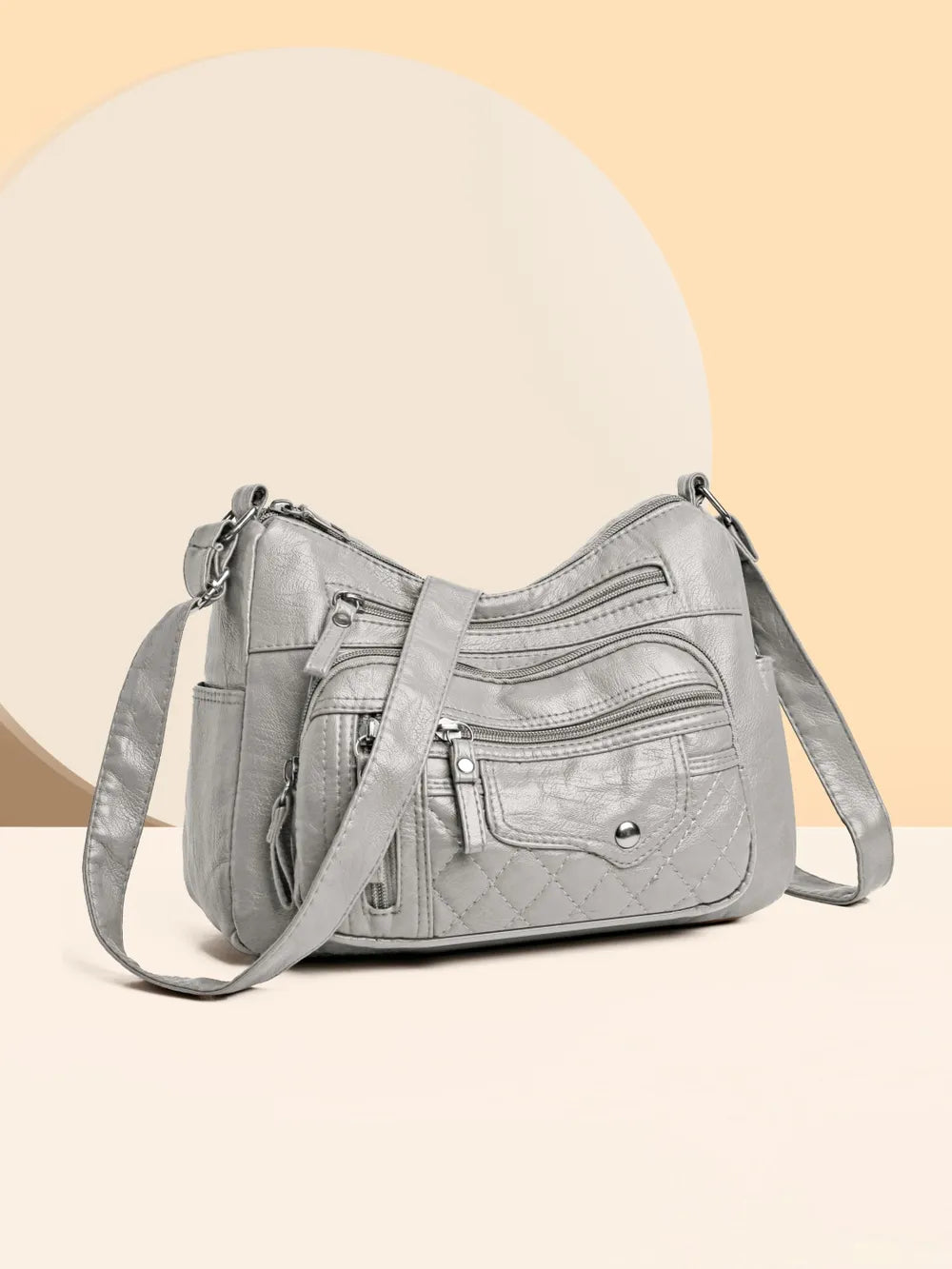 Leather Multi Pockets Adjustable Strap Shoulder Bag