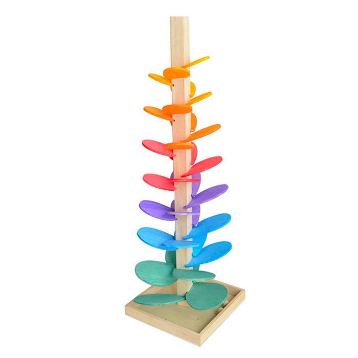 Large Wooden Marble Sound Rainbow Tree Run ( COLOURED WOODEN BALLS)