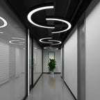 Curved Semi-Circle LED Pendant Light Ultra-Slim Acrylic Commercial Office Gym Shopping Mall — 15 to 47 Inch
