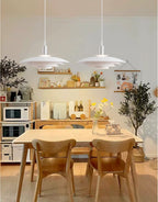 White Danish Designer Pendant Light Minimalist Sculptural LED Dining Room Living Room — 2 Sizes