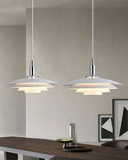 White Danish Designer Pendant Light Minimalist Sculptural LED Dining Room Living Room — 2 Sizes